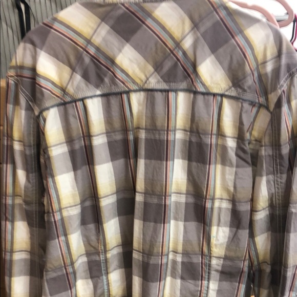BKE Plaid Casual Button Down Shirt - Gray and Yellow - Picture 4 of 4